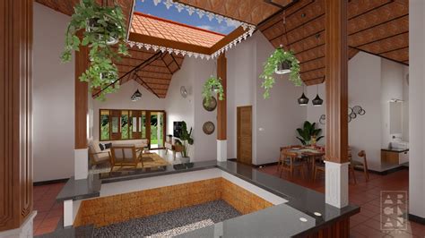 Nalukettu Interior | Traditional Kerala House Design - YouTube