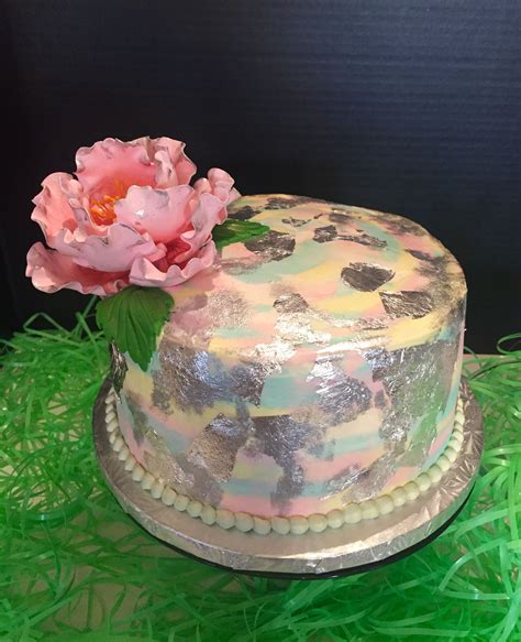 8" Water Color/Edible Silver Foil cake. Cake Art Design's by Marie ...