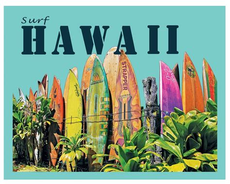 Hawaiian Post Card Print peahi Surfboard Fence - Etsy