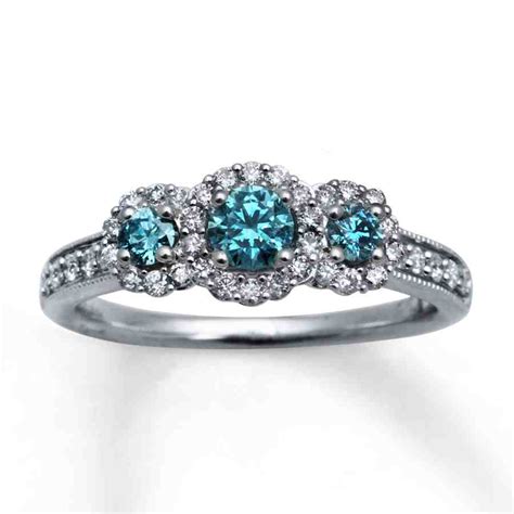 Blue Diamond Engagement Ring Set - Wedding and Bridal Inspiration