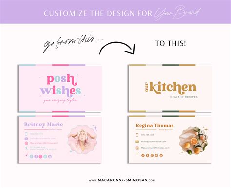 Colorful Boho business card template • Macarons and Mimosas