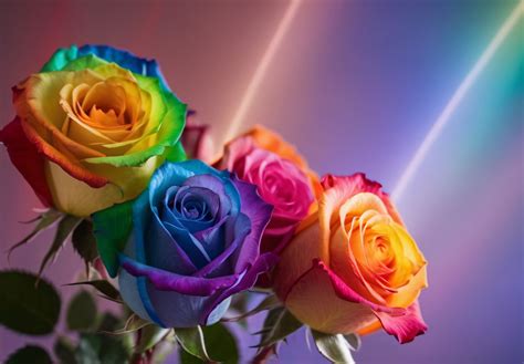 Rainbow Roses On Blurred Background Free Stock Photo - Public Domain Pictures