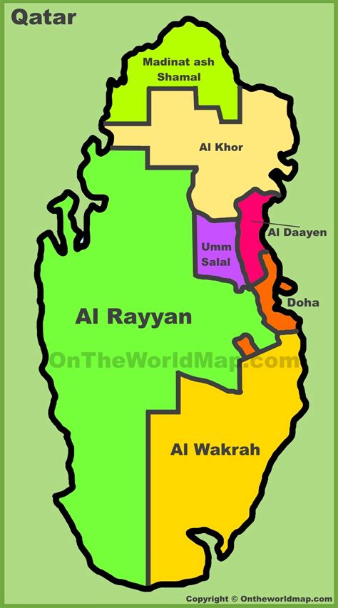 Administrative divisions map of Qatar