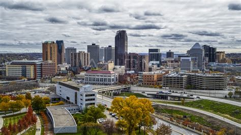 A view of the city skyline of Downtown Saint Paul, Minnesota Aerial ...