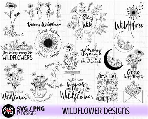 Wildflower Svg Boho Svg Wildflower Quote Svg Bundle Wild | Etsy Canada