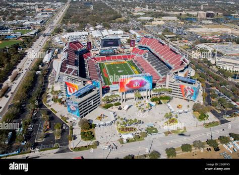 Aerial view of Raymond James Stadium in advance of Super Bowl LV ...