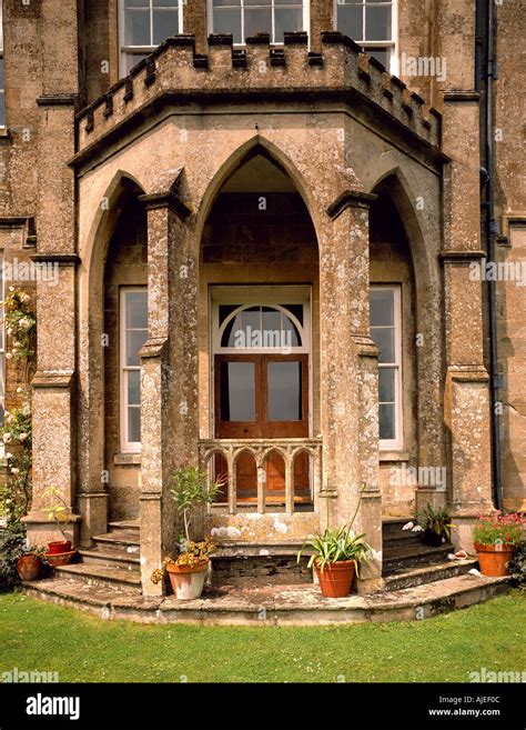 Gothic porch and doorway at Newark Park Gloucestershire Stock Photo - Alamy