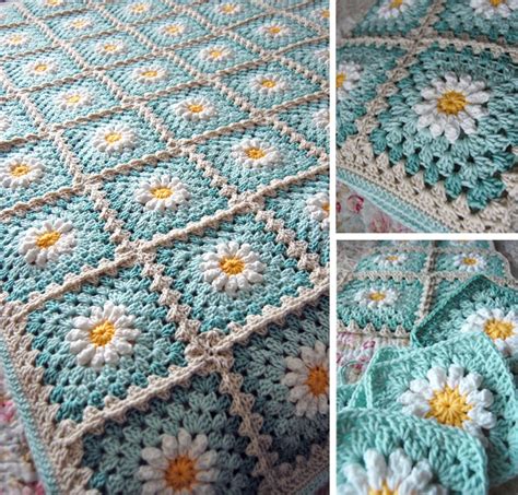 picture, crocheted daisy blue blanket | Crochet blankets | Pinterest | Granny squares, Crochet ...