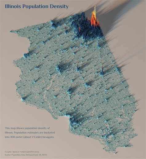 3D Population Density Maps Highlight the Stark Contrast in States