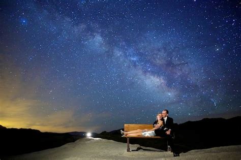 Long Exposure Engagement Photos Shot Under the Starry Night Sky