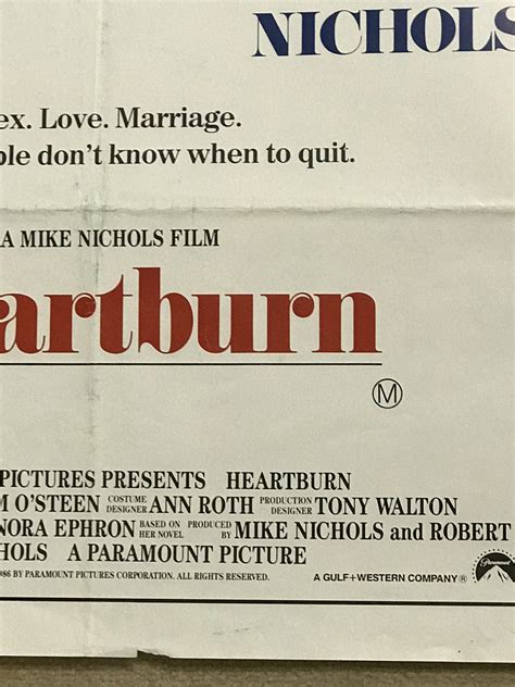 Meryl Streep Jack Nicholson Heartburn - Movie Poster 1986 1m x 70cm - Vintage Keepsakes