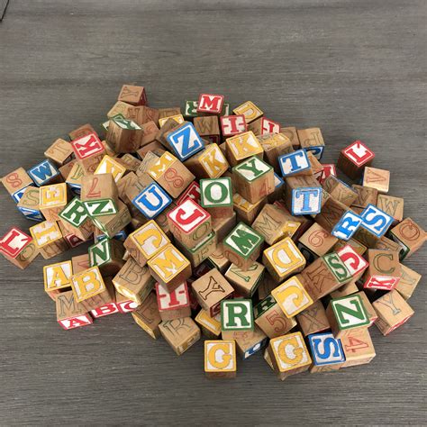 Vintage Wooden Alphabet and Number Blocks 185 Pieces 6 Full Set Plus ...