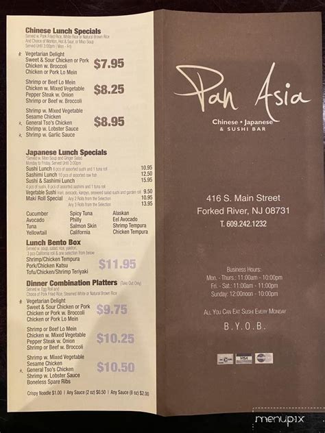 Menu of Pan Asia in Forked River, NJ 08731