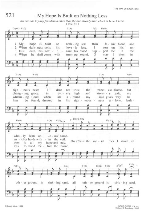 Trinity Hymnal (Rev. ed.) 521. My hope is built on nothing less ...