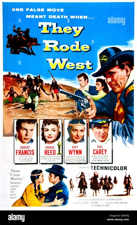 THEY RODE WEST, US poster art, from left: Robert Francis, Donna Reed ...