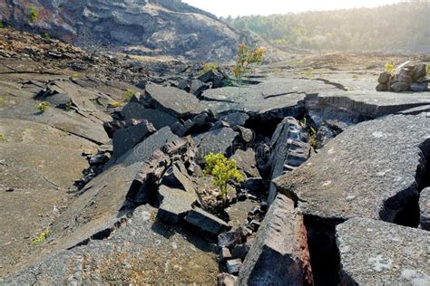 Stunning View of the Kilauea Iki Volcano Crater Surface with Crumbling Lava Rock in Volcanoes ...