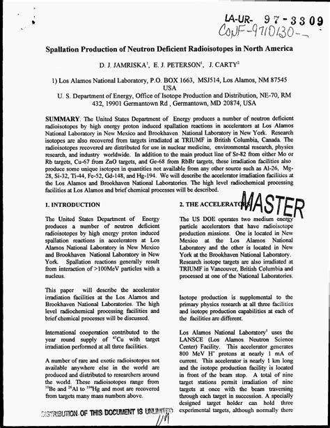 Spallation Production of Neutron Deficient Radioisotopes in North America - UNT Digital Library