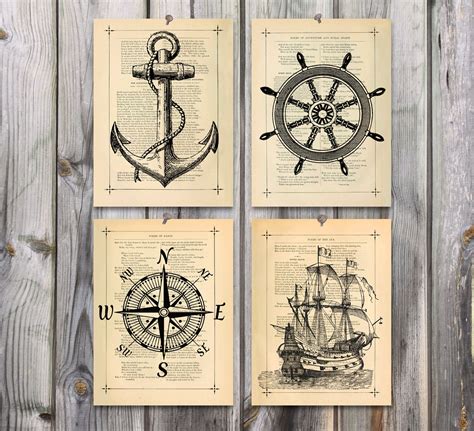 Nautical art Poster Print set Antique drawing by eebookprints, $29.99 | Nautical art, Nautical ...