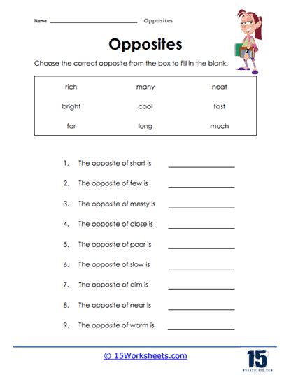 Opposites Worksheets - 15 Worksheets.com