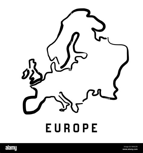 Europe simple map outline - smooth simplified continent shape map ...