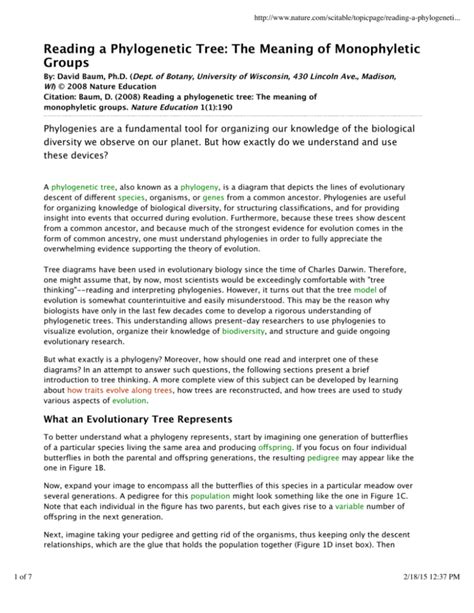 Reading a Phylogenetic Tree: The Meaning of Monophyletic Groups