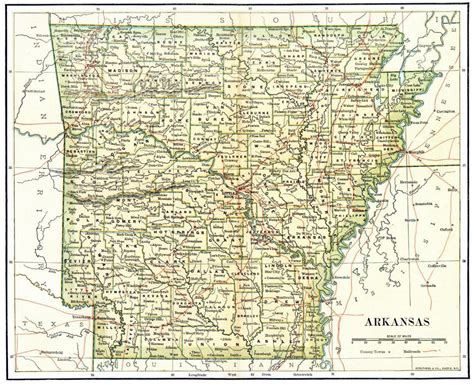 Detailed old administrative map of Arkansas state - 1892 | Arkansas state | USA | Maps of the ...