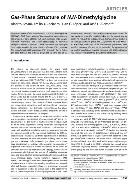 (PDF) Gas-Phase Structure ofN,N-Dimethylglycine | Juan Lopez - Academia.edu