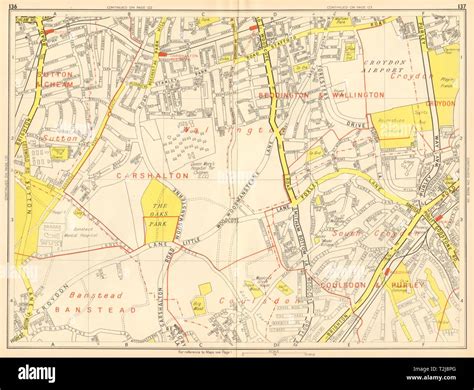 PURLEY WALLINGTON Carshalton Coulsdon Croydon Airport. GEOGRAPHERS' A-Z 1948 map Stock Photo - Alamy