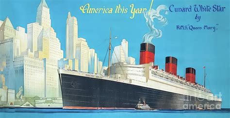 Queen Mary Cruise Ship Art Deco Poster 1936 Drawing by M G Whittingham | Fine Art America