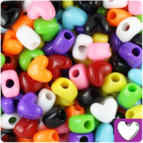 BeadTin Bulk Mixed Colorful Opaque 12mm Heart Pony Beads (250pcs ...