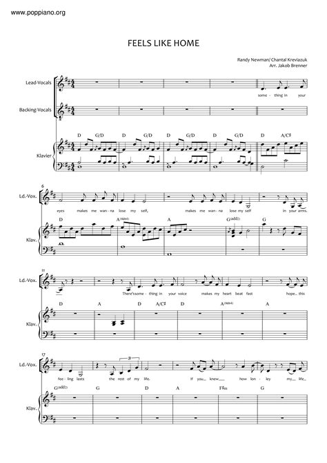 Movie Soundtrack-Feels Like Home Sheet Music pdf, - Free Score Download ★