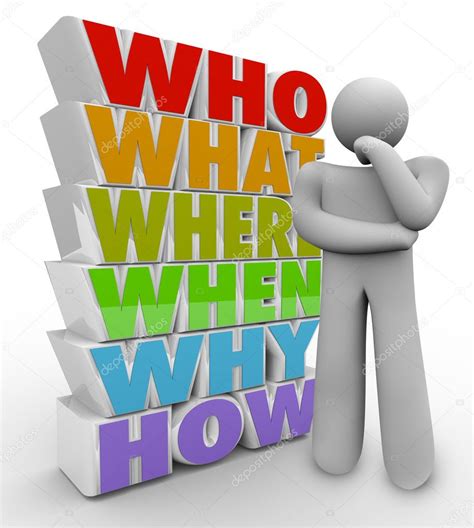 Thinker Person Asks Questions Who What Where When Why How Stock Photo ...