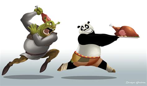 Shrek and Po (Kung Fu Panda) by MightyGoodrum on DeviantArt