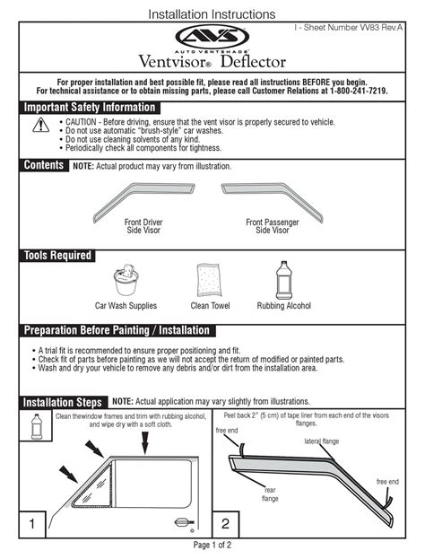 AVS VENTVISOR INSTALLATION INSTRUCTIONS MANUAL Pdf Download | ManualsLib