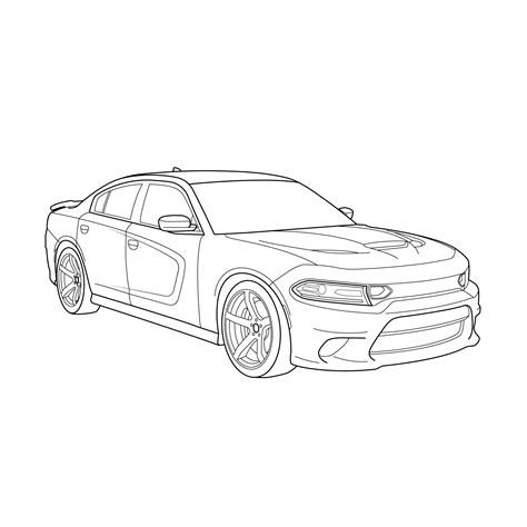 Dodge Charger 2019 Vector Line Drawing Illustration - Etsy