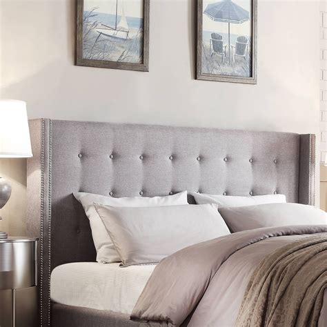 Weston Home Curtis I Tufted Linen Headboard, Full, Grey - Walmart.com ...