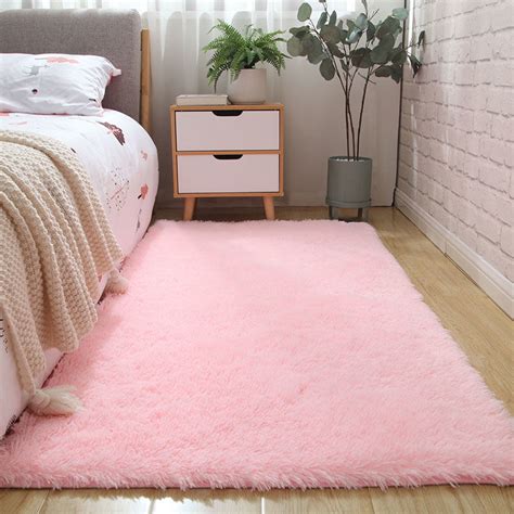 【Carpet】Girl Cute pink Plush Rug Multi-Color Bedroom Bedside Mat ...
