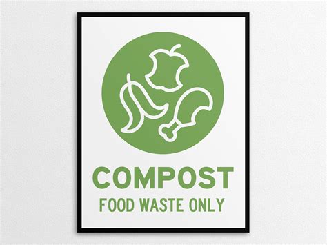 Printable Compost Food Waste Only Sign in US Letter and A4 - Etsy