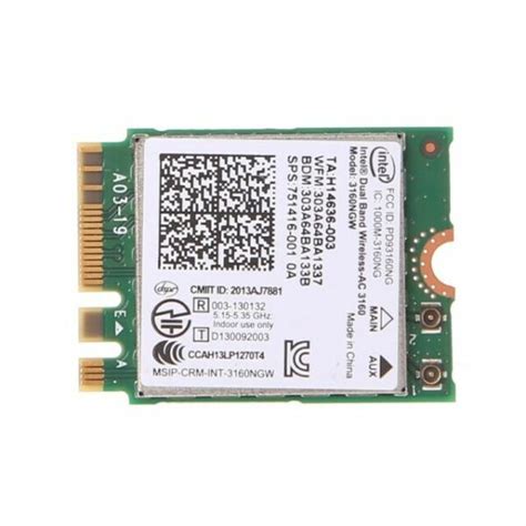 Intel Dual Band Wireless-ac 3160 3160ngw 802.11ac WiFi Bluetooth 4.0 NGFF Card for sale online ...