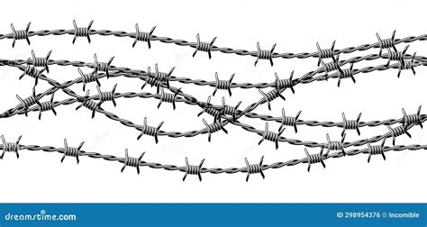 Barbed Wire Seamless Pattern. Sharp Barbwire Border Chain Stock Vector - Illustration of barb ...