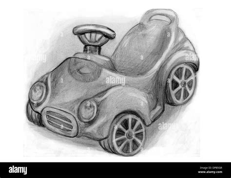 pencil drawing of children's car on white background Stock Photo - Alamy