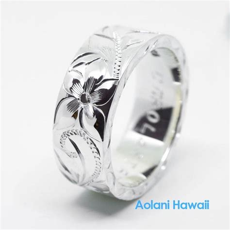 Traditional Hawaiian Hand Engraved Sterling Silver Flat Ring (4mm ...