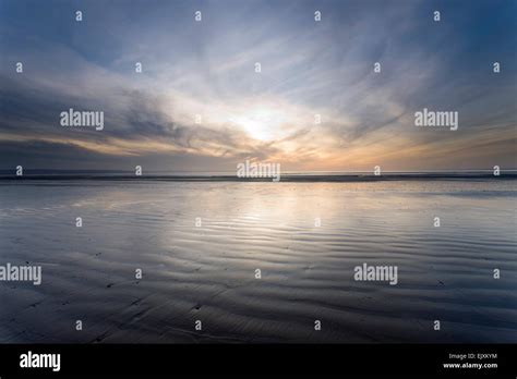 Sunset on Berrow Beach Stock Photo - Alamy