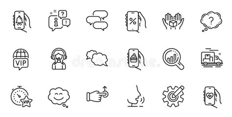 Outline Set of Bell Alert, Discounts App and Health App Line Icons for ...