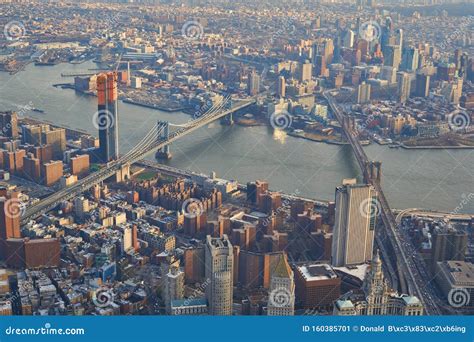 Aerial View of of the Brooklyn and Manhattan Bridge in New York City, USA Stock Image - Image of ...