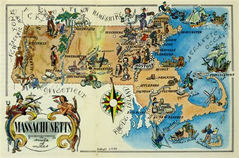 Massachusetts Pictorial Map, 1946