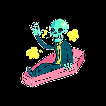 "Skeleton Smoking Weed In A Coffin (Minimal Version)" Sticker for Sale ...