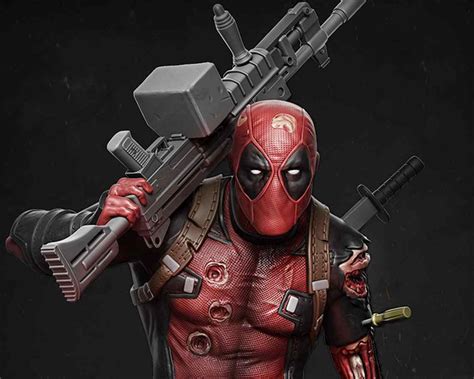 Deadpool with Machine Gun Statue ‹ 3D Spartan Shop