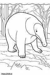 Anteater Friendly coloring Page sketch template