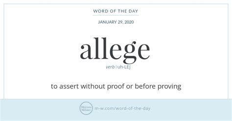 Word of the Day: Allege | Merriam-Webster